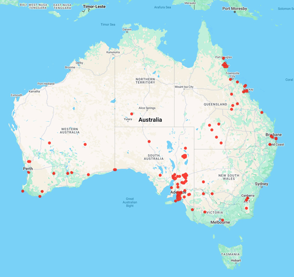 collecting locality map for 'Bell, G.H.'