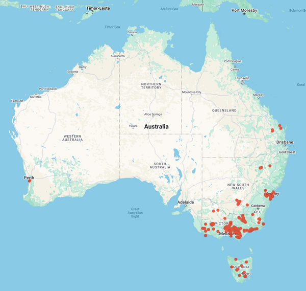 collecting locality map for 'Cameron, A.K.'