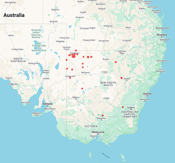 collecting locality map for 'Cuthbertson, E.G.'