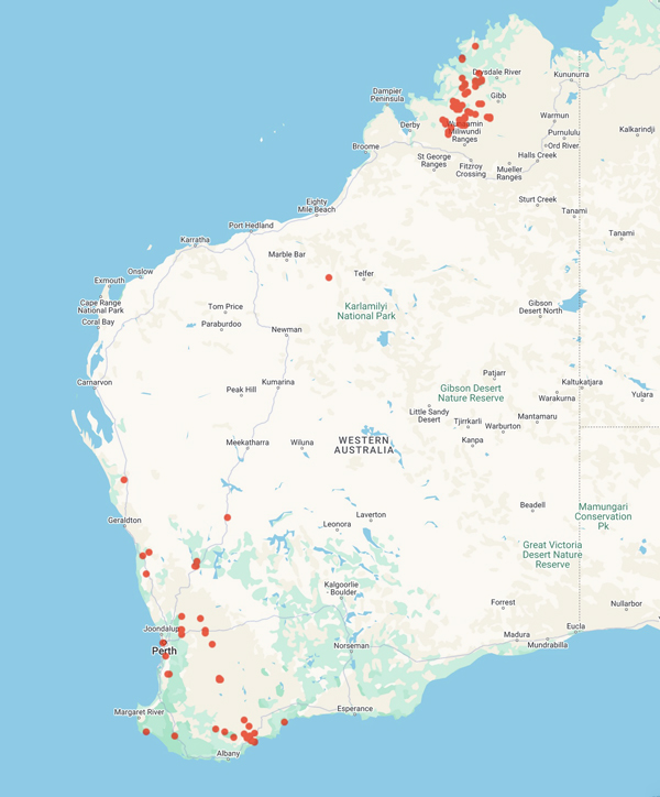 collecting locality map for 'Dixon, K.W.'  