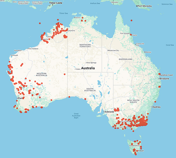 collecting locality map for 'Forbes, S.J.'