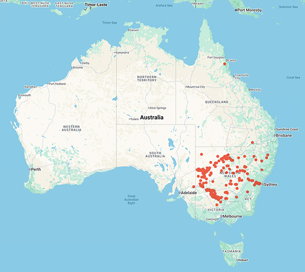 collecting locality map for 'Henderson, D.L.W.'