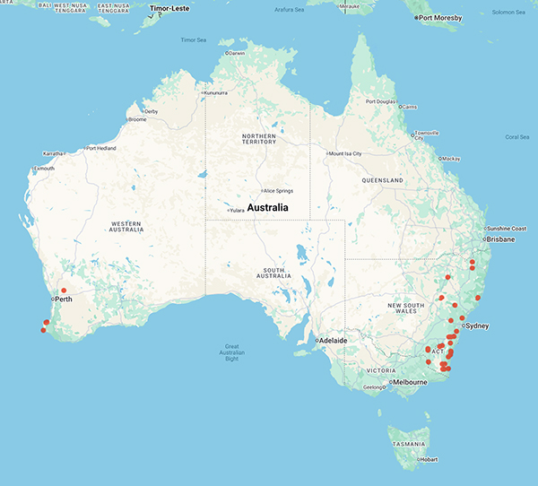 collecting locality map for 'Murphy, P.J.'