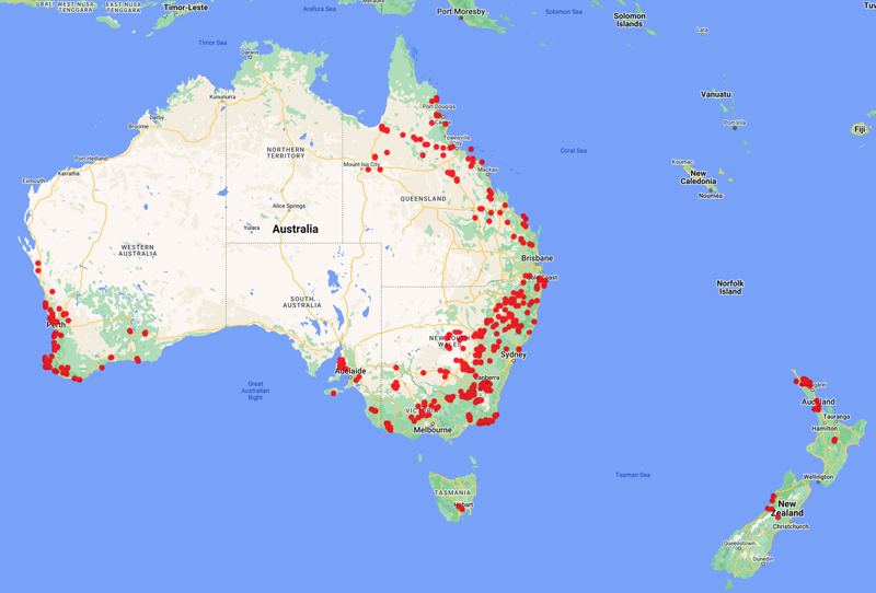 collecting locality map for 'Halliday, T.A.' or 'Orchard, T.A.'