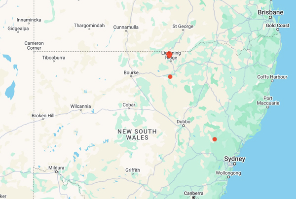 collecting locality map for 'Paddison, A.'