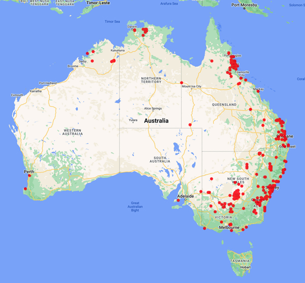 collecting locality map for 'Sainty, G.'