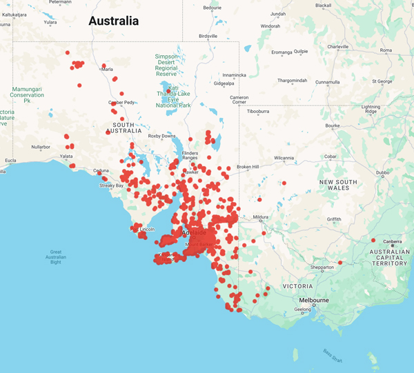 collecting locality map for 'Spooner, A.G.'