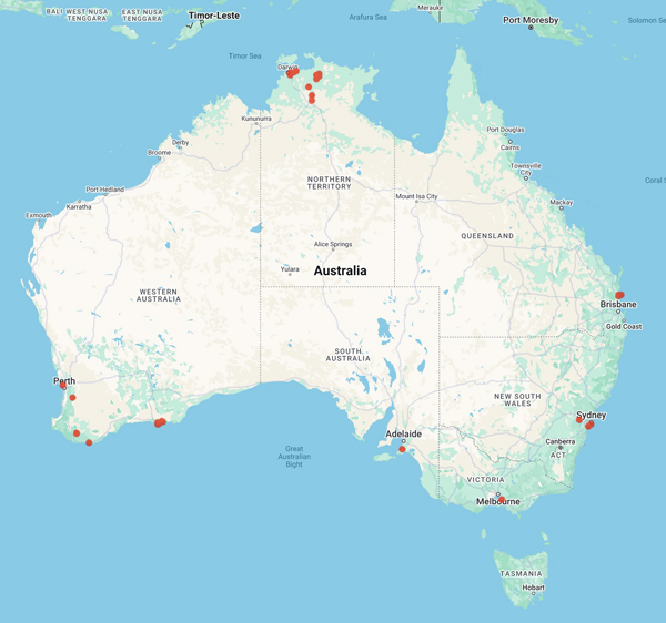 collecting locality map for 'Taylor, P.'