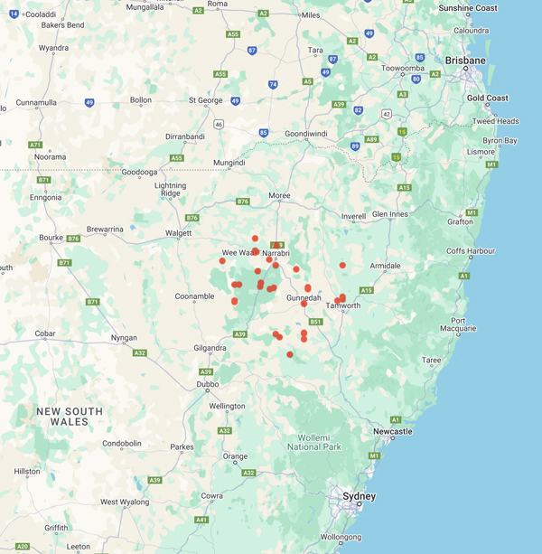 collecting locality map for 'Taylor, T.W.'