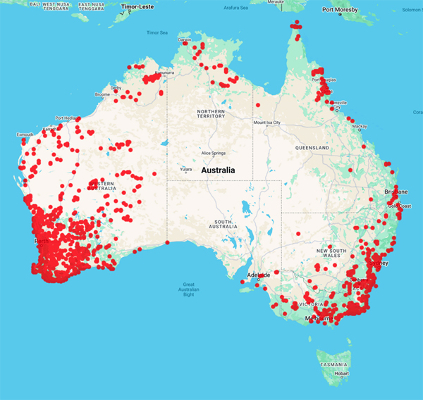 collecting locality map for 'Thiele, K.R.'