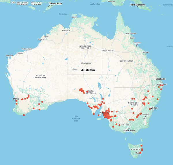 collecting locality map for 'Venning, J.'