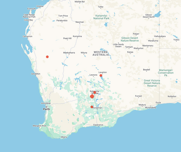 collecting locality map for 'Webster, L.C.'